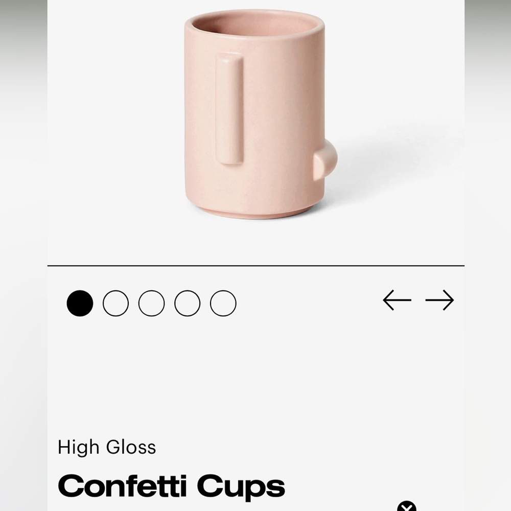 NIB Confetti cup high gloss stackable mug microwave safe no handle easy storage